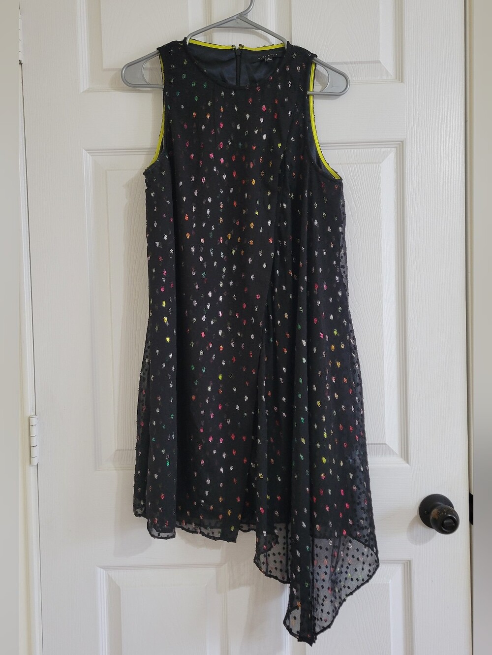 Alex Marie Cassidy Chiffon Dot Cocktail Dress Black